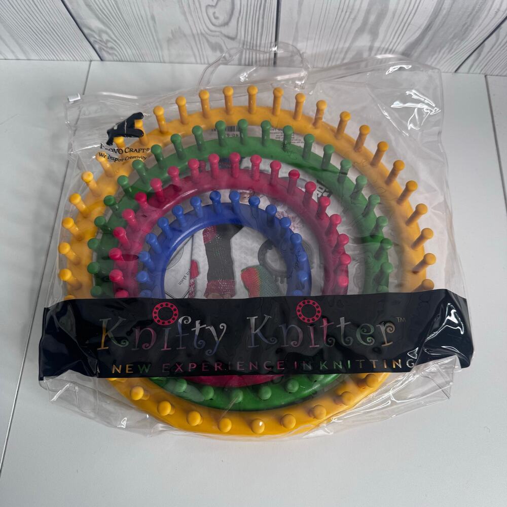 Knifty Knitter Loom Set 4 Round Looms Provo Craft 11”-9”-7”- 5” Knit Looper Used